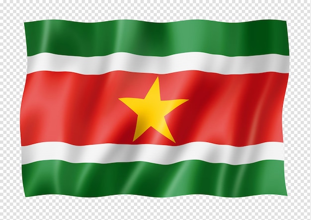 Drapeau Suriname Isolé Sur Blanc