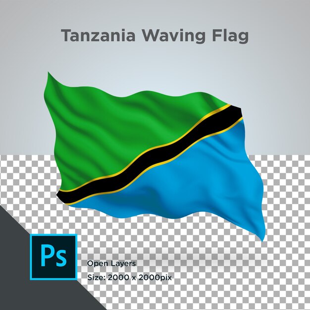 PSD drapeau de la tanzanie wave design transparent