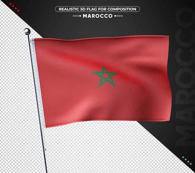 Drapeau Texturé 3d Maroc Pour La Composition