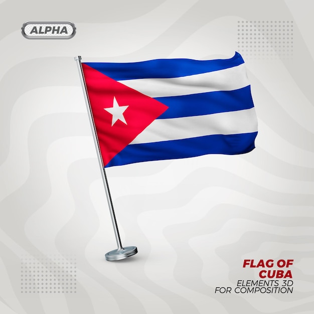 PSD drapeau texturé 3d réaliste de cuba