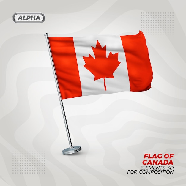 PSD drapeau texturé 3d réaliste du canada