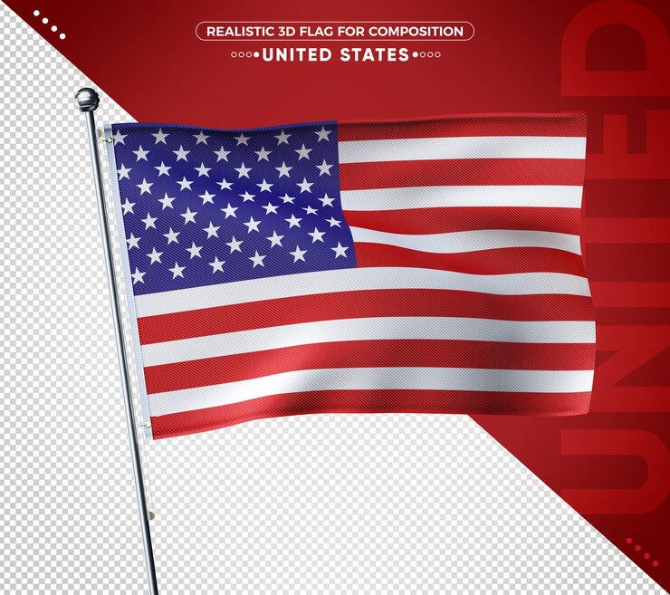 PSD drapeau texturé 3d réaliste des états-unis pour la composition