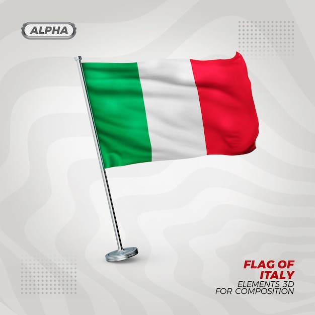 PSD drapeau texturé 3d réaliste italie