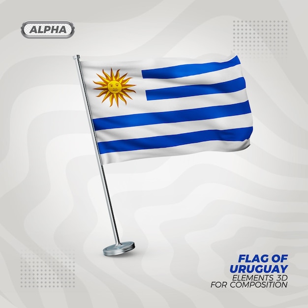 PSD drapeau texturé 3d réaliste de l'uruguay