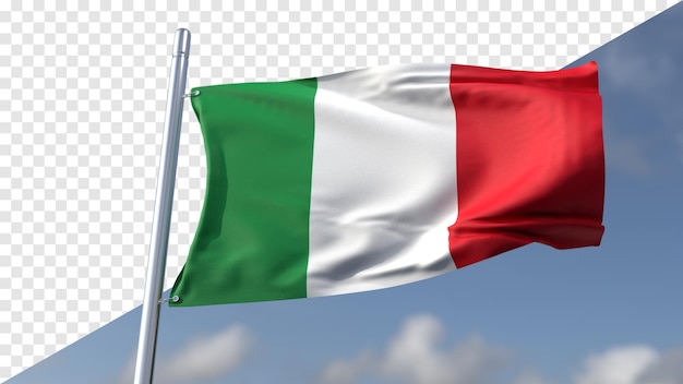 PSD drapeau transparent 3d de l'italie