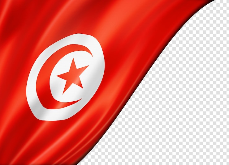 PSD drapeau tunisien isolé sur bannière blanche