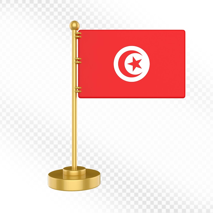 PSD le drapeau tunisien sur le stand d'or