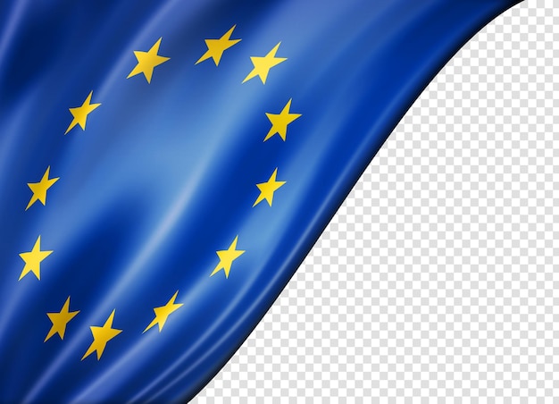 Drapeau de l'union européenne isolé sur une bannière blanche