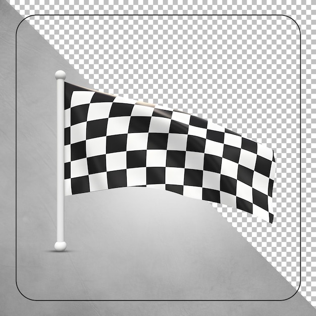 PSD drapeaux à damier de course psd avec un dessin réaliste isolé sur un fond transparent