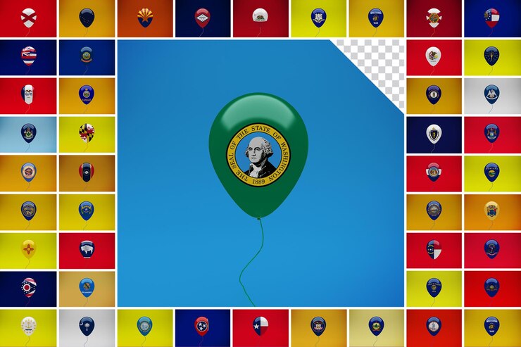 PSD drapeaux des états-unis en ballon