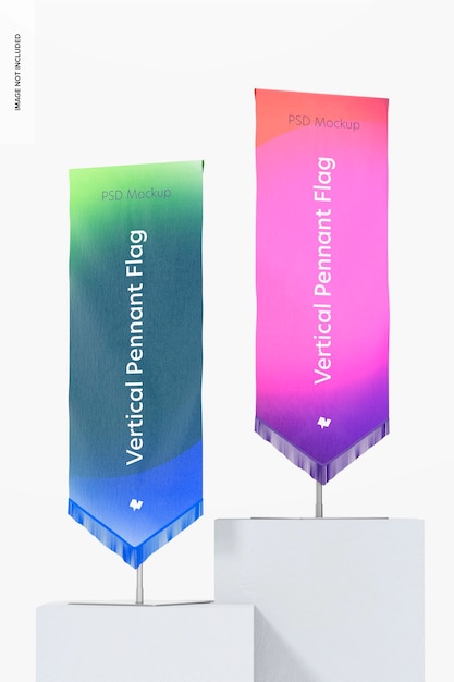 Drapeaux de fanions verticaux sur la maquette du podium