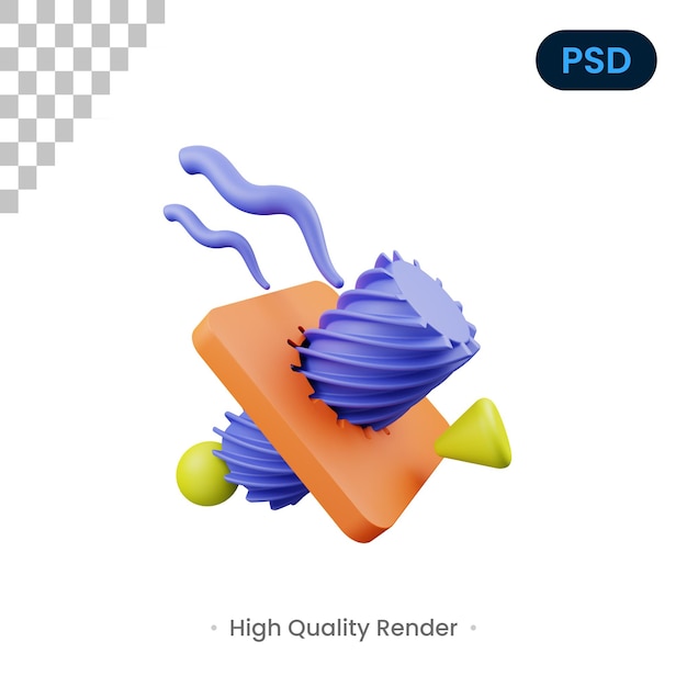 Drat 3d render ilustração premium psd