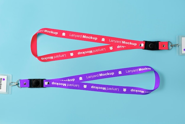 PSD draufsicht auf das lanyard-mockup-design