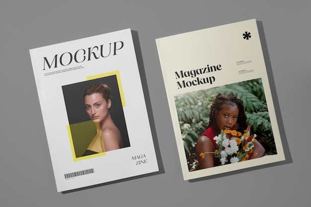 Draufsicht auf das magazin-mockup-design