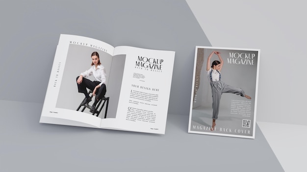 Draufsicht auf geöffnetes Magazin-Design-Mockup