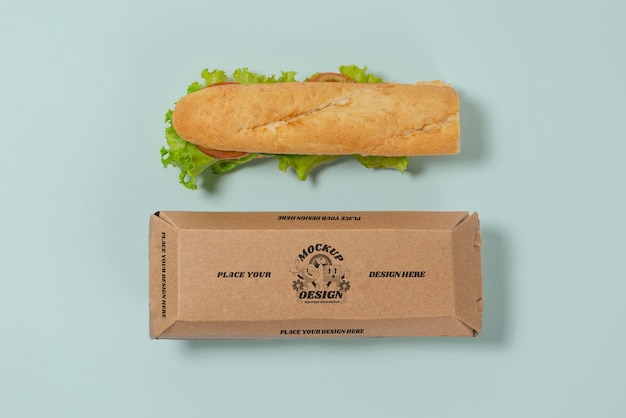 PSD draufsicht auf mock-up-design für fast-food-verpackungen aus pappe