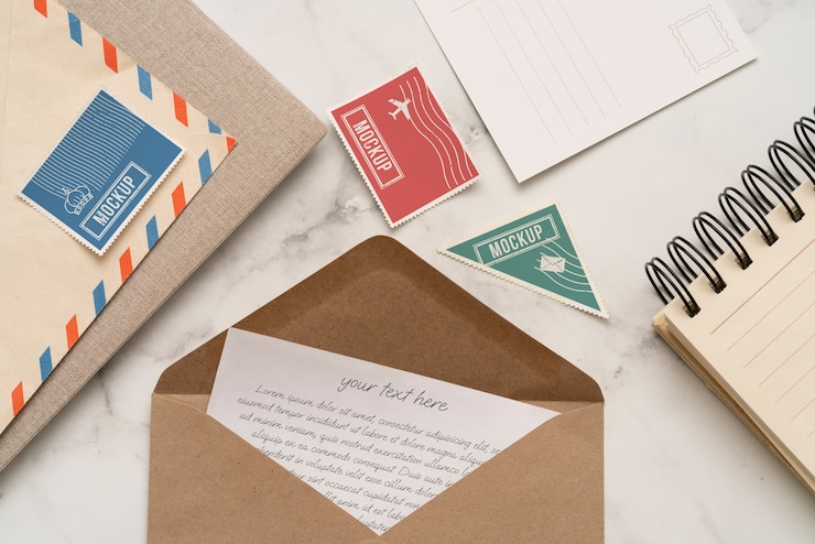 PSD draufsicht-briefmarkenmodell