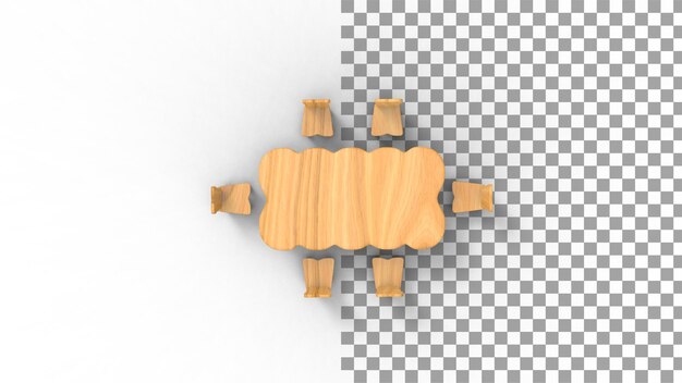 Draufsicht des quadratischen Tisches 3D-Rendering