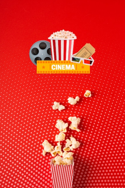 Draufsicht Kino Popcorn Papiertüte