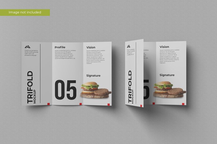 PSD draufsicht trifold brochure mockup