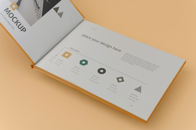 Draufsicht über das Mockup-Design des Markenbuchs