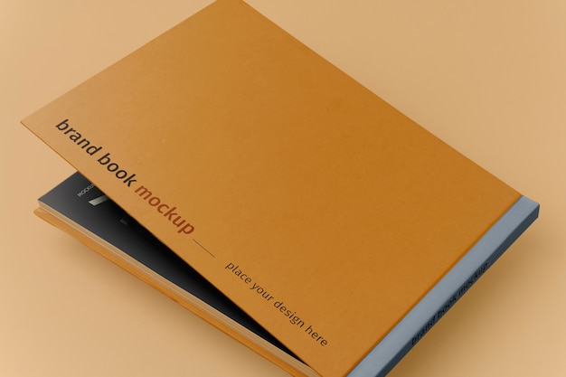 Draufsicht über das Mockup-Design des Markenbuchs