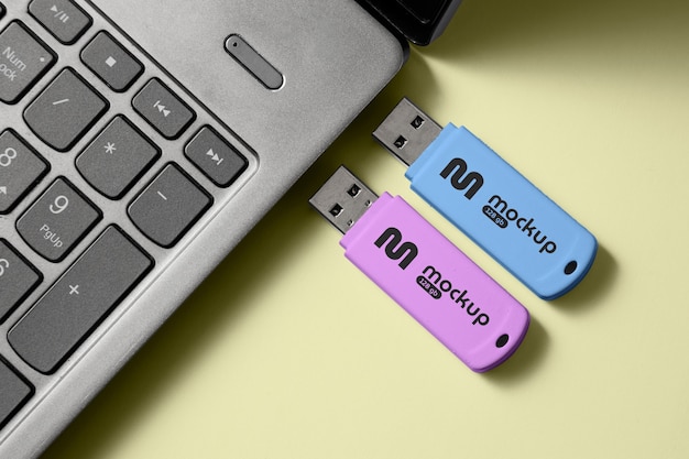 Draufsicht über USB-Mockup-Design