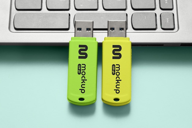 Draufsicht über USB-Mockup-Design