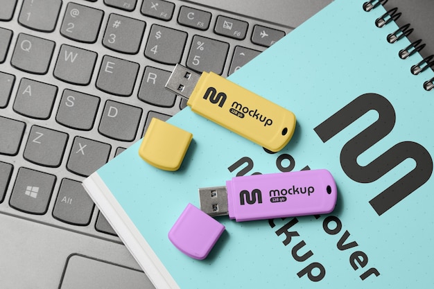 Draufsicht über USB-Mockup-Design