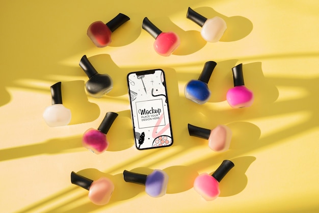 Draufsichtmodell mit Nagellack und Schatten