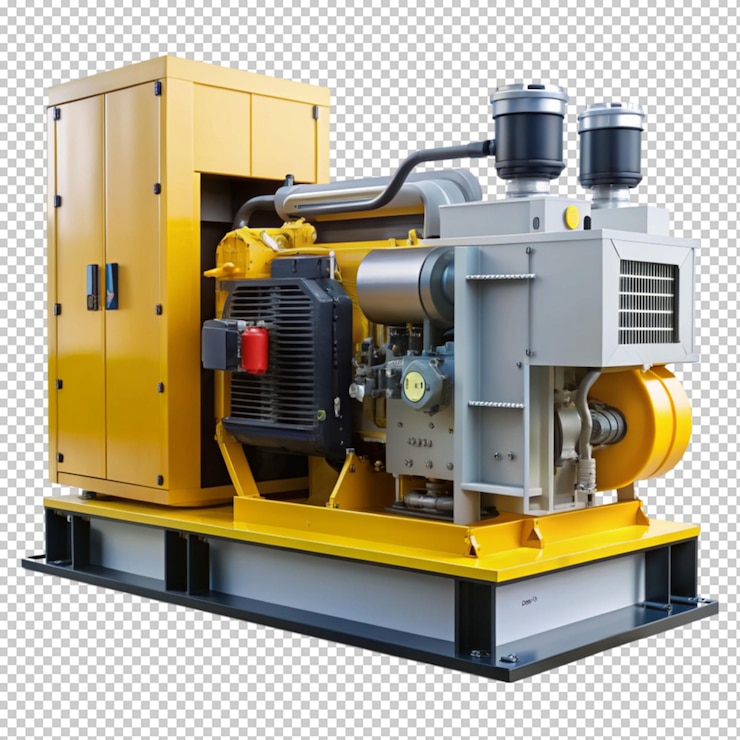 PSD drawing of a diesel generator on transparent background