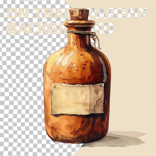 PSD a drawing of a bottle of an old fashioned bottle of alcohol