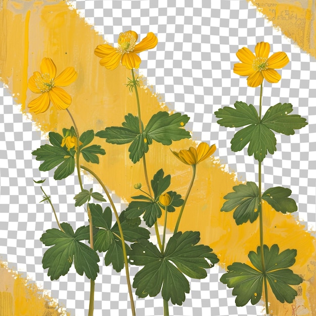 PSD a drawing of flowers with a yellow background with a yellow background
