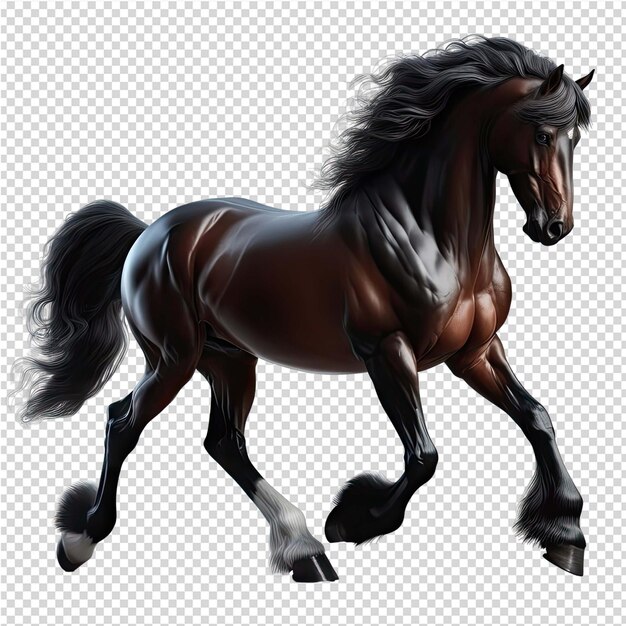 PSD a drawing of a horse with a black mane and tail