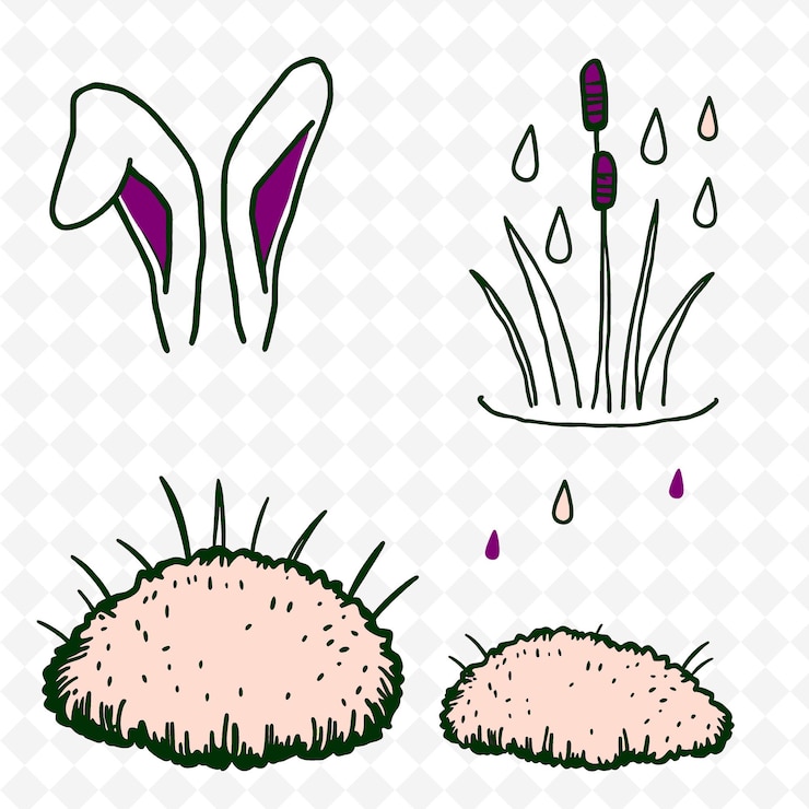 PSD a drawing of a rabbit and the grass with the words quot dandelion quot on it