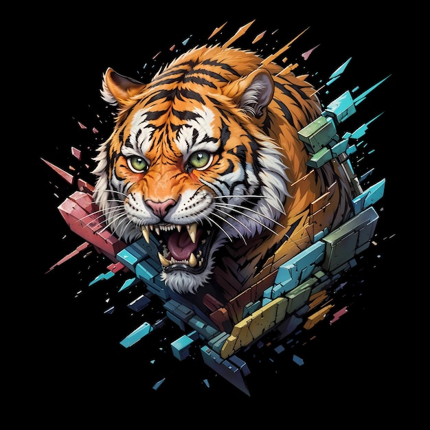 PSD dreadful tiger roar t-shirt design für dtf und dtg