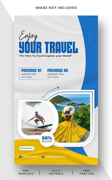 Dream Holiday Travel Social Media Instagram Story Banner-Vorlage für die Urlaubsreise