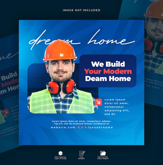 Dream Home Construisez votre maison moderne Flyer pour les services de construction