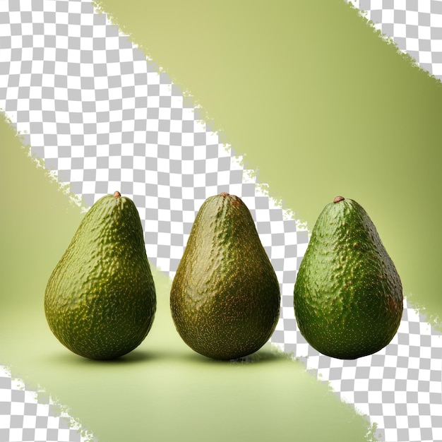Drei avocados auf transparentem hintergrund
