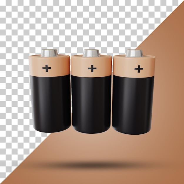 PSD drei batterien 3d-rendering