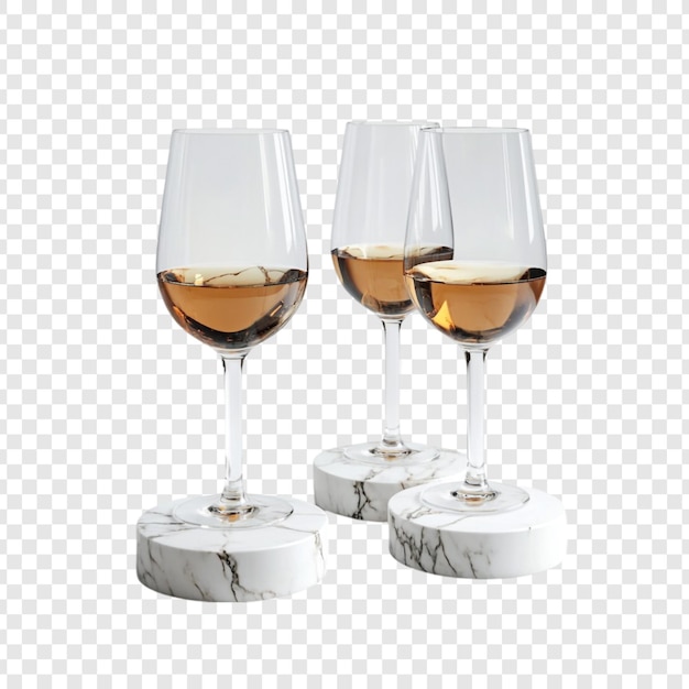 Drei Gläser Rosenwein auf Marmorbrettern