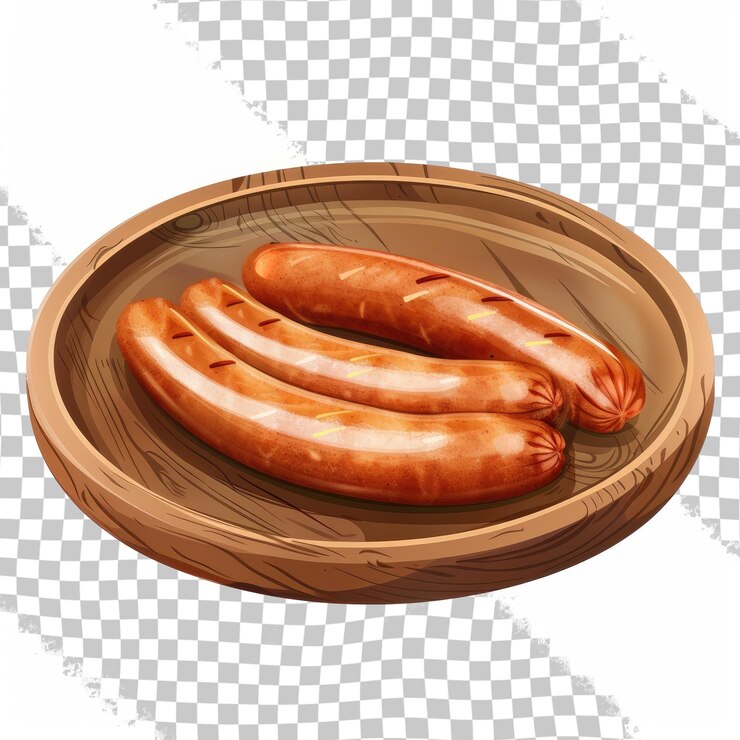 PSD drei hotdogs in einer holzschüssel auf einem schachteltisch