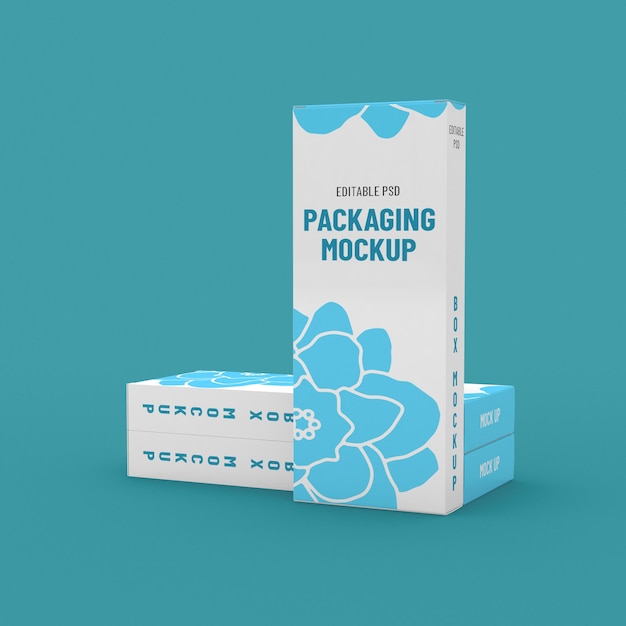 Drei lange schmale schachteln, verpackungsvorlage für produktdesign-mockup. auf sauberem hintergrund