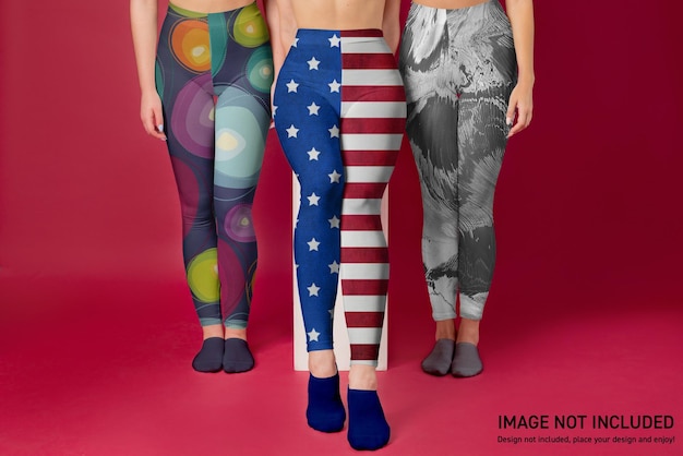 PSD drei mädchen leggings mockup