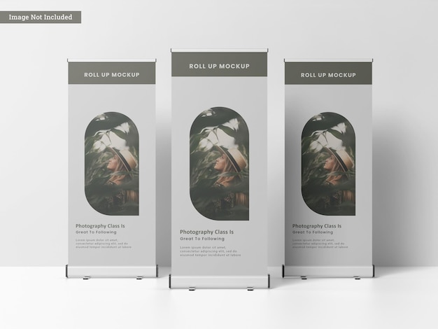 Drei roll-up-banner mockup vorderansicht