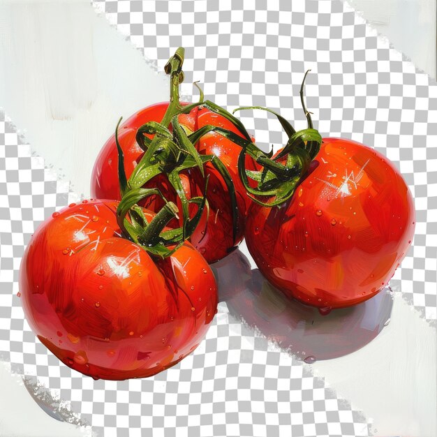 PSD drei tomaten befinden sich auf einer gerahmten oberfläche