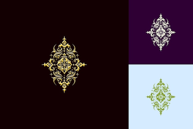 PSD drei verschiedene bilder eines blumendesigns und eines lila hintergrunds