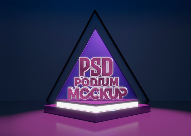 Dreidimensionaler Neon-Tech-Podium-Hintergrund