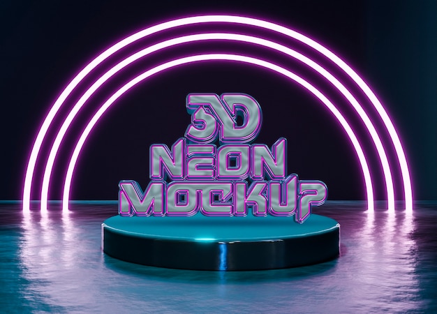 Dreidimensionaler Neon-Tech-Podium-Hintergrund