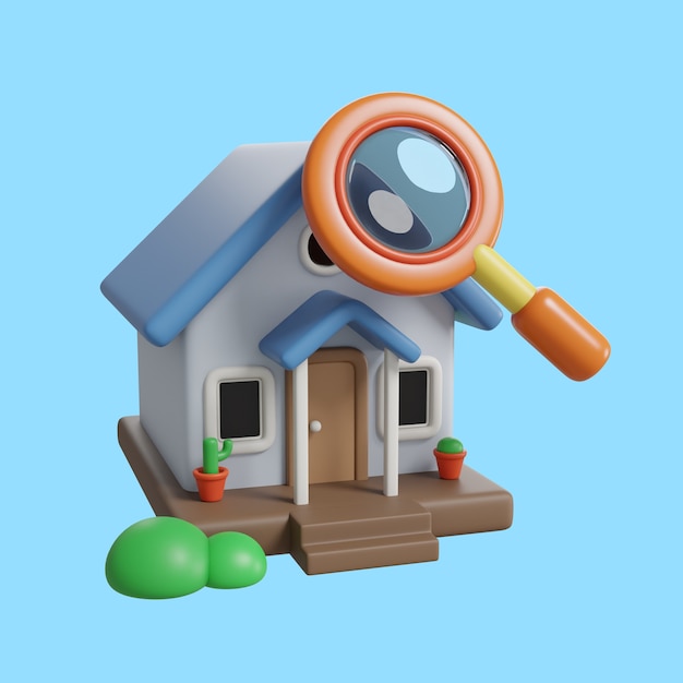 Dreidimensionales immobilien-icon-mock-up